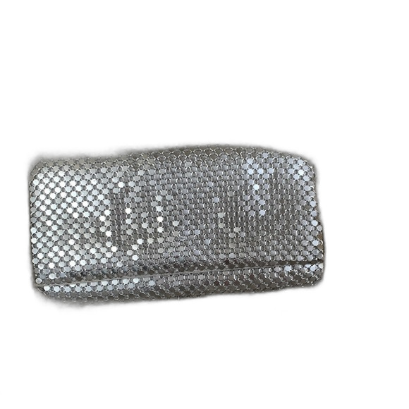 Jessica McClintock Silver Mesh Clutch or Shoulder Bag with Chainlink Strap - Picture 1 of 10